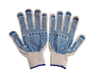 Перчатки рабочие белые с ПВХ Стандарт, 1 пара